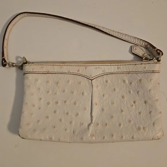DOONEY & BOURKE White Ostrich Leather Wristlet - Picture 1 of 10